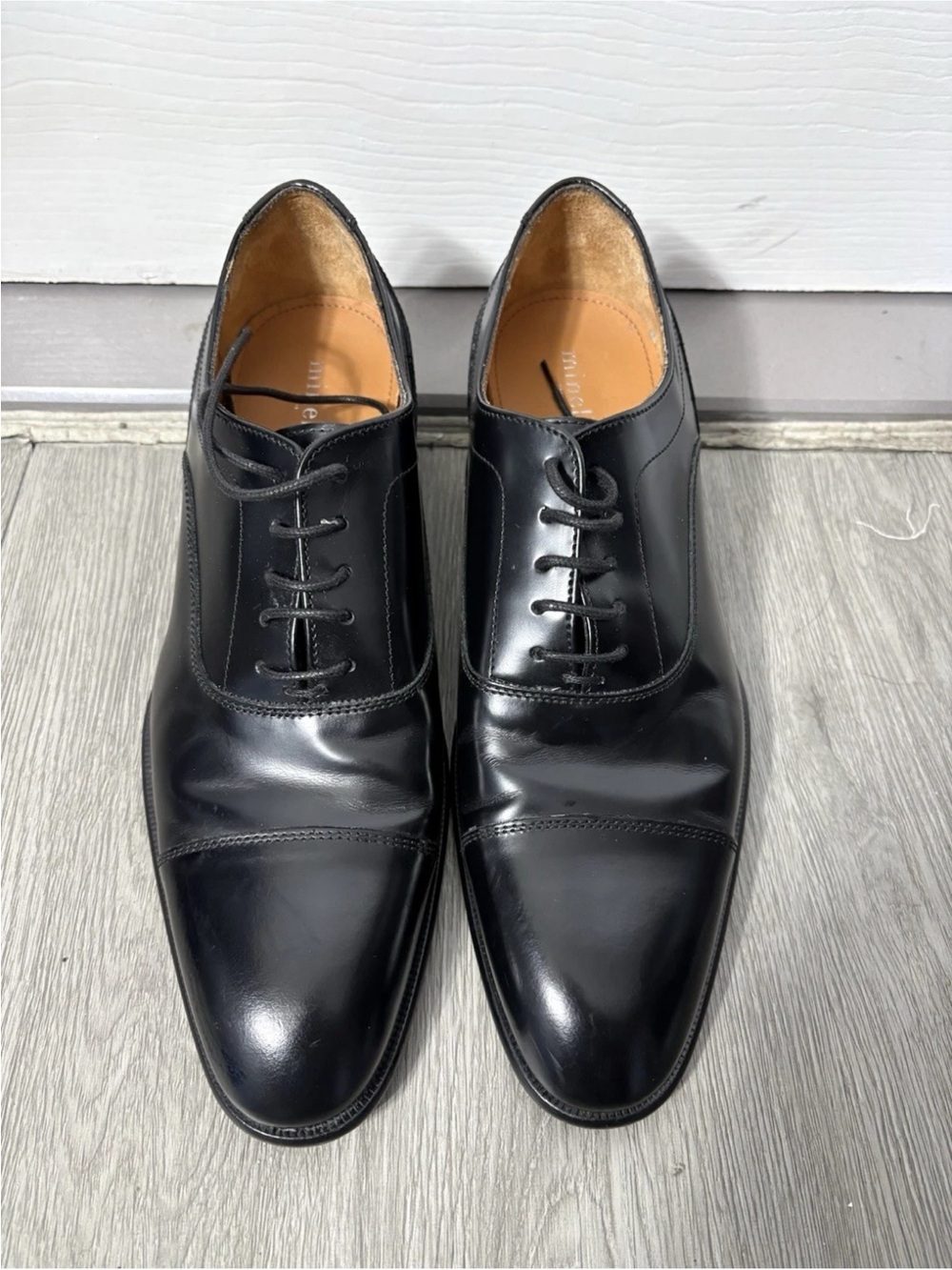 Minelli Black Cap-Toe Derby Dress Shoes
